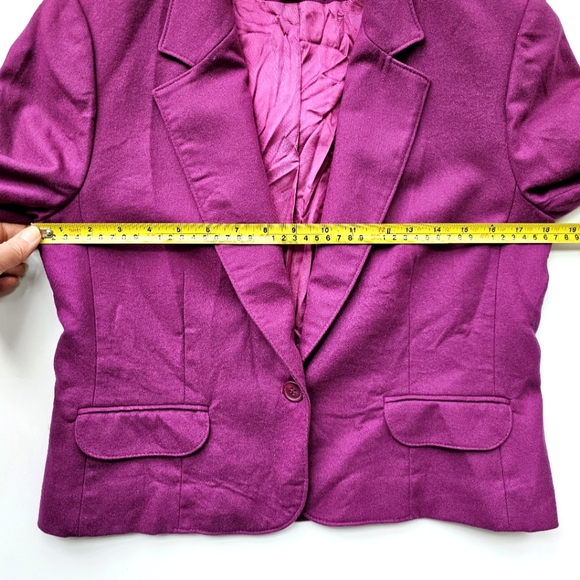 Pendleton Magenta Blazer 100% Pure Virgin Wool Petite, Pockets, Made in USA, M - Picture 11 of 16